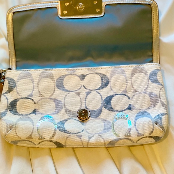 Coach White, Blue, Sparkly Clutch - Picture 3 of 5